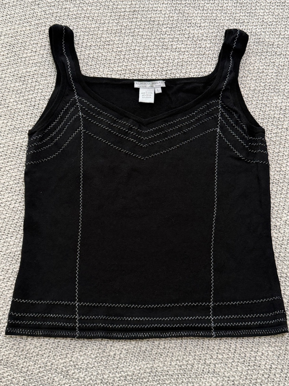 Alberto Makali Black Tank with White Contrast Stitching